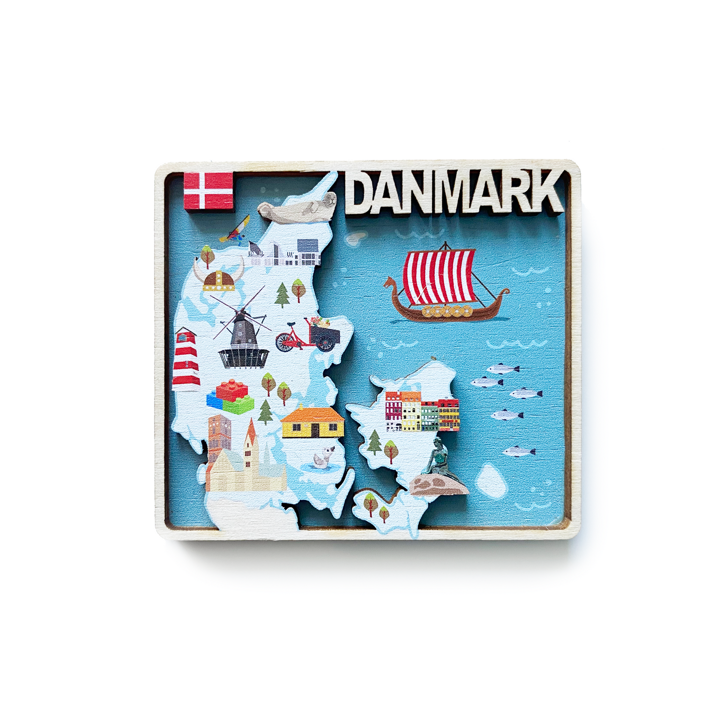 Kort med ikoner Danmark Magnet