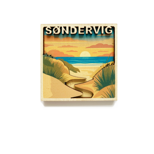 Stranden solnedgang Søndervig Magnet